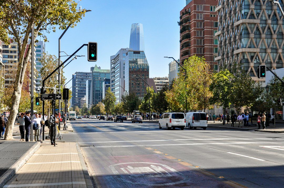 People walking through a busy urban street in Santiago during daily life