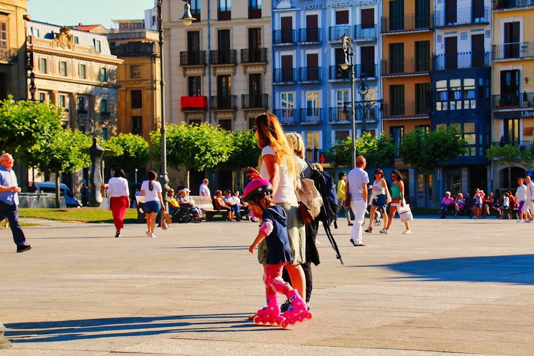 children playing in plaza