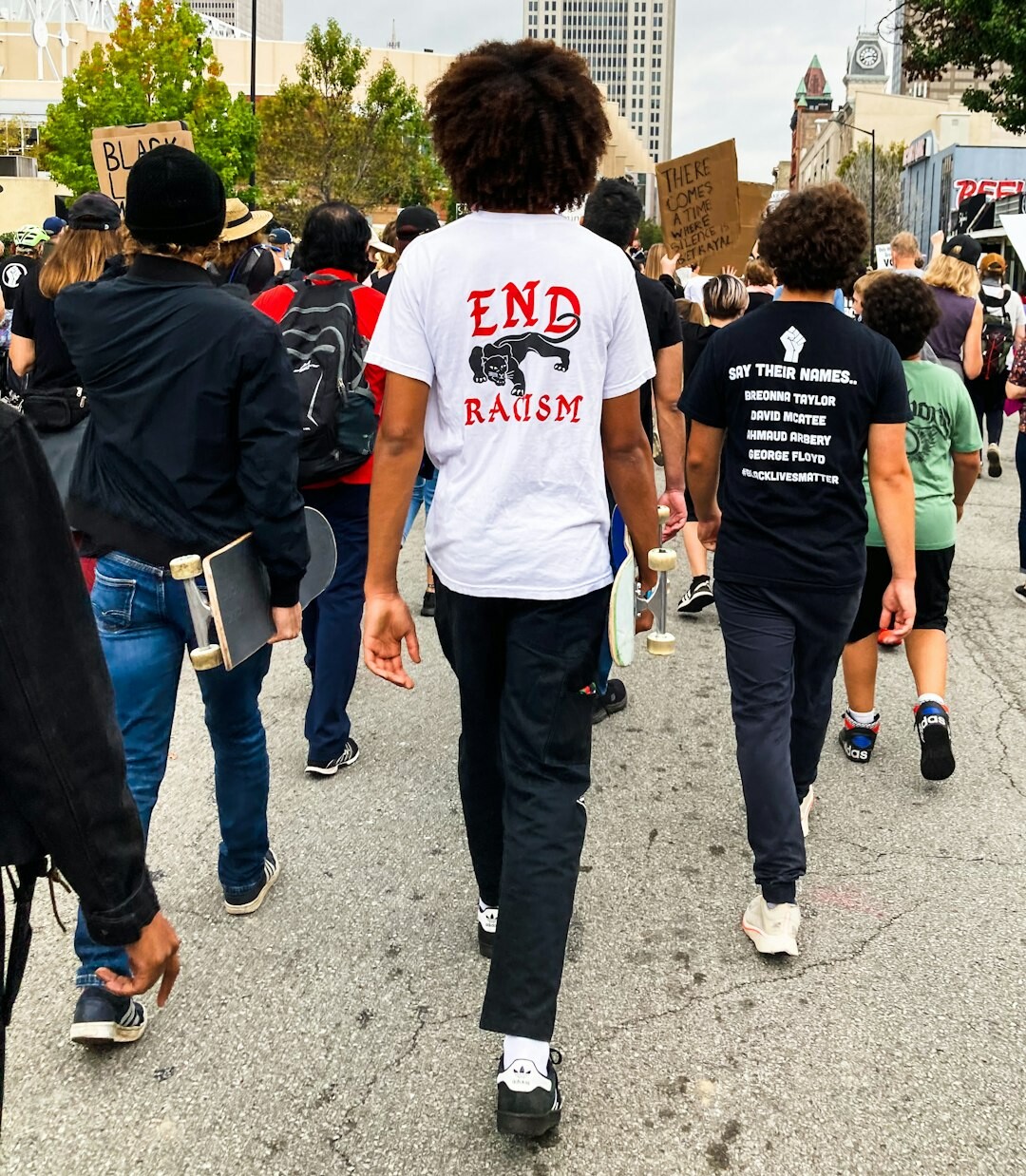 protest march in street